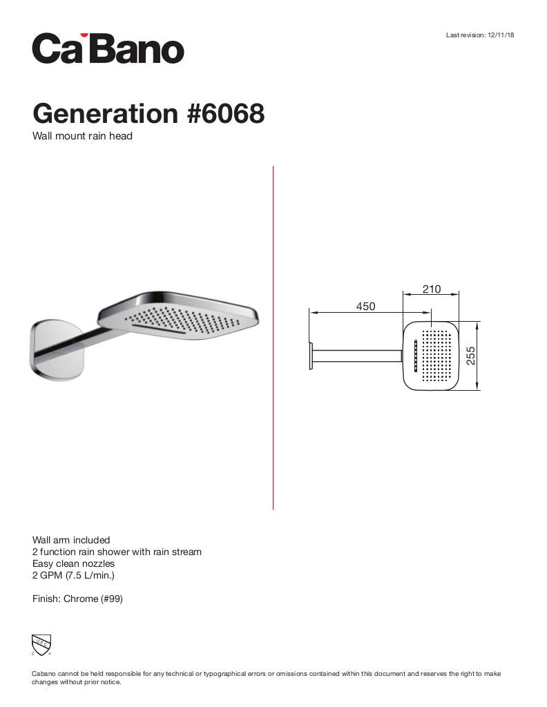 Generation wall mount rain head