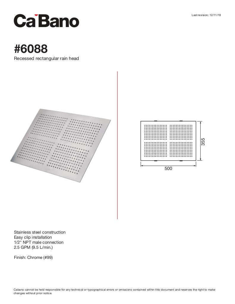 Recessed rectangualr rain head