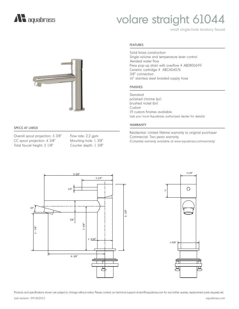 Small single-hole lavatory faucet