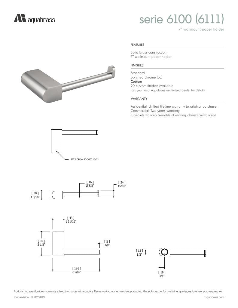 7" wallmount paper holder