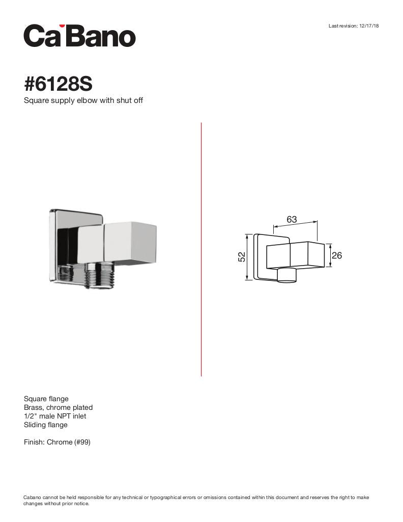 Square supply elbow with shut off
