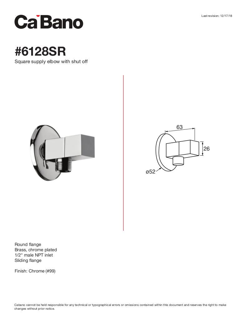 Square supply elbow with shut off