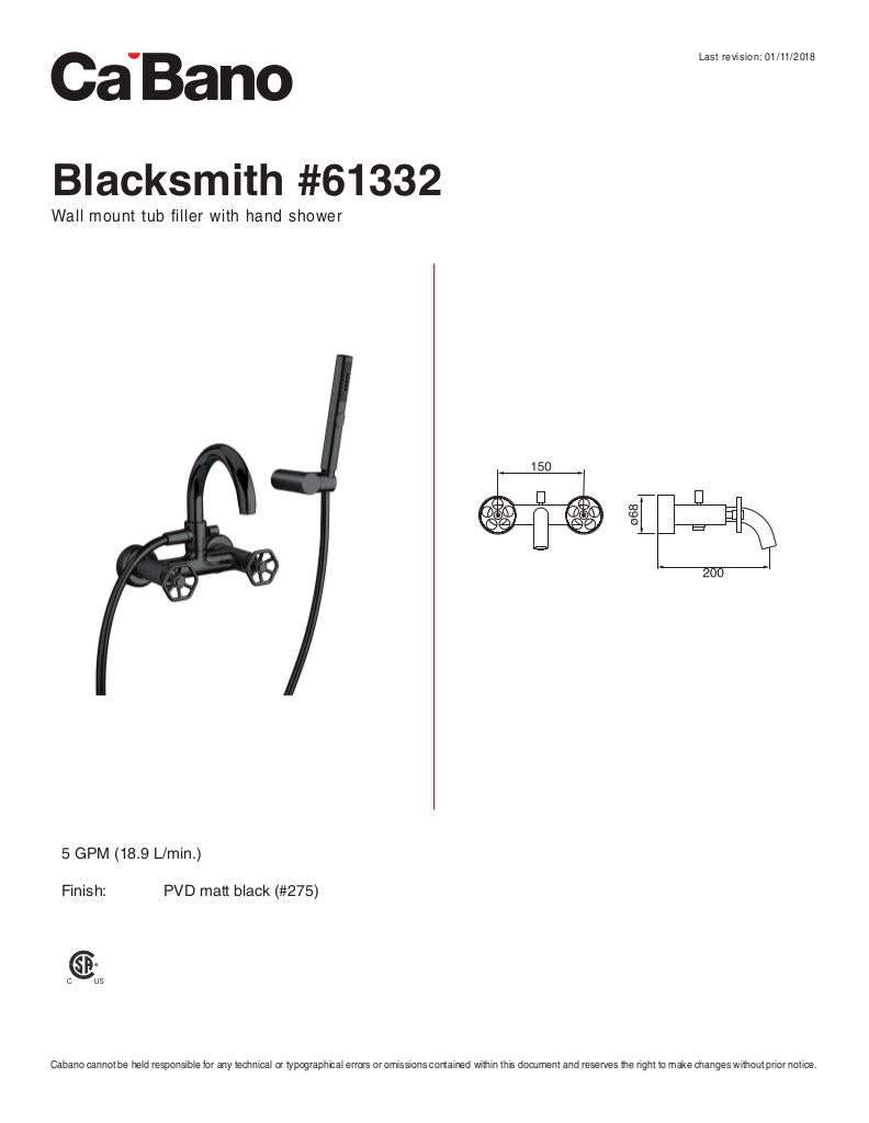 Wall mount tub filler with hand shower