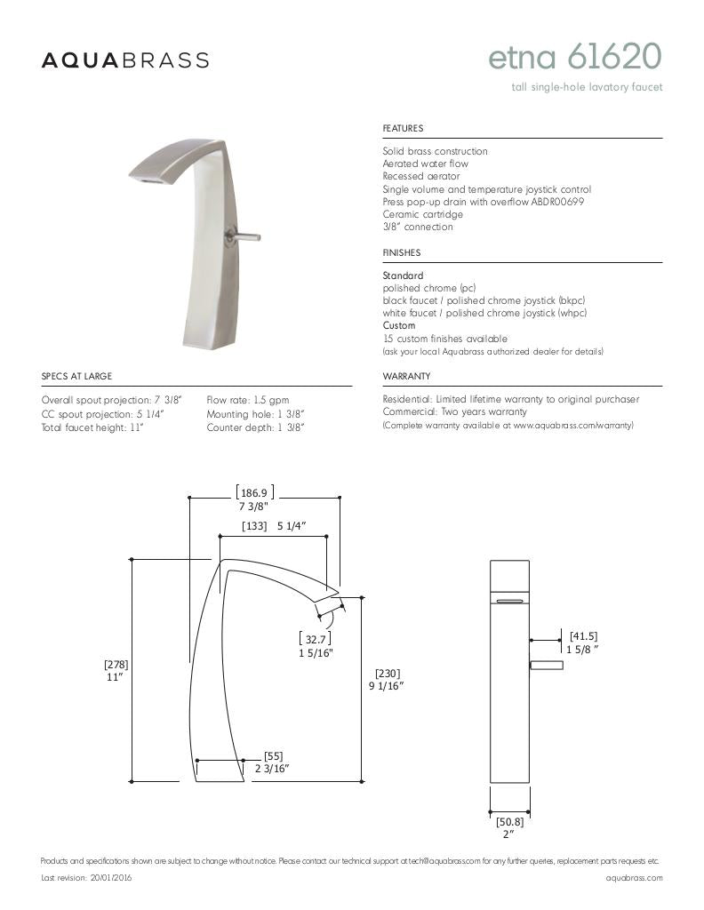 Tall single-hole lavatory faucet