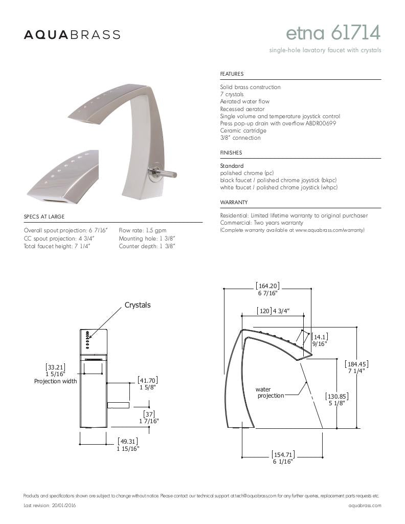 Single-hole lavatory faucet with crystals
