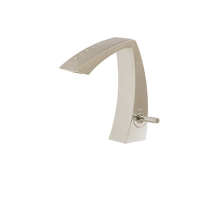 Single-hole lavatory faucet with crystals