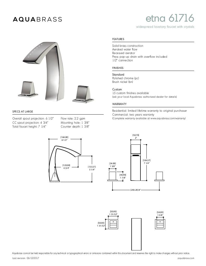 Widespread lavatory faucet with crystals