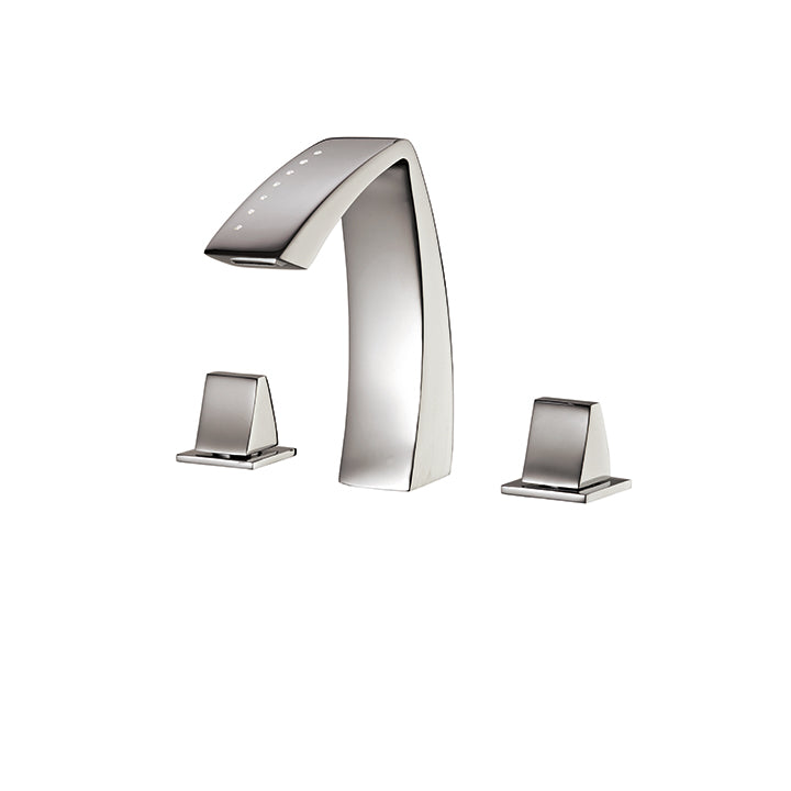 Widespread lavatory faucet with crystals