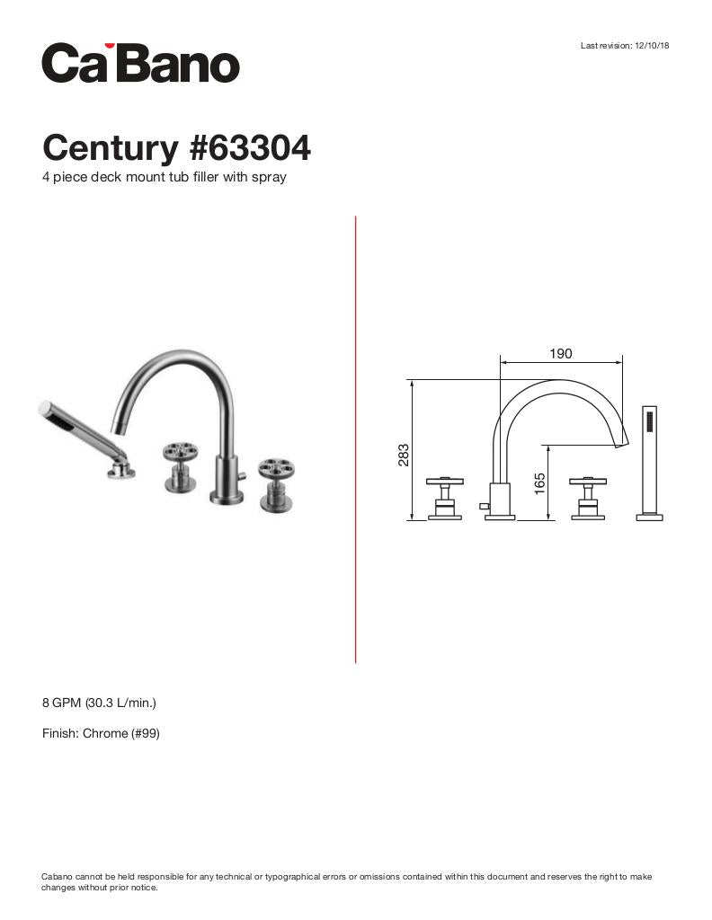 4 piece deck mount tub filler with hand shower