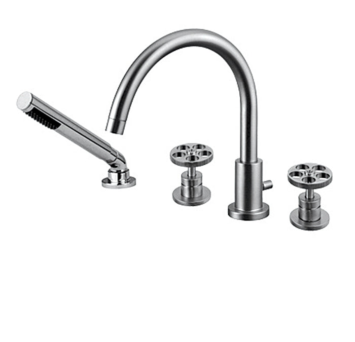 4 piece deck mount tub filler with hand shower