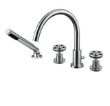 4 piece deck mount tub filler with hand shower