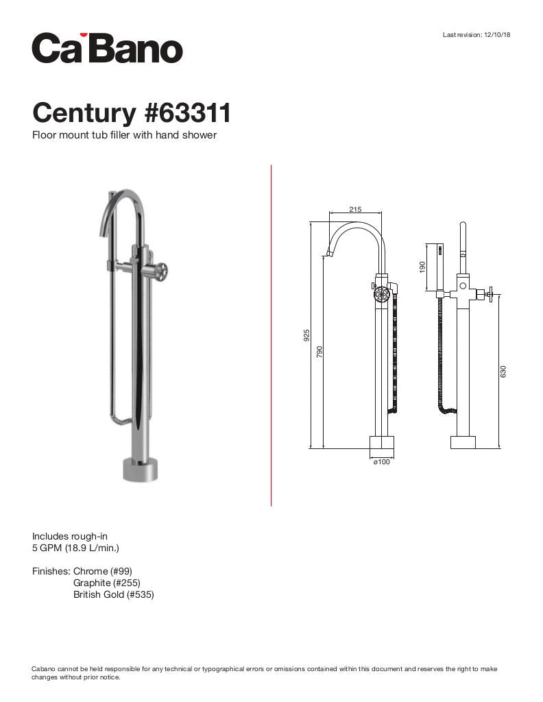Floor mount tub filler with hand shower