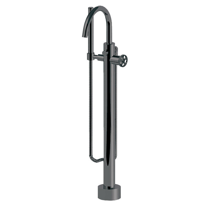 Floor mount tub filler with hand shower