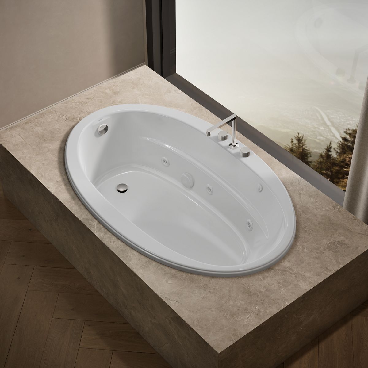 Sunward® 66" x 42" drop-in whirlpool bath