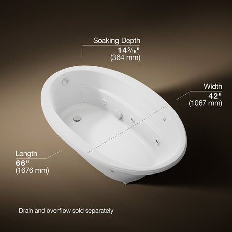 Sunward® 66" x 42" drop-in whirlpool bath