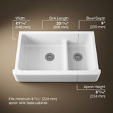 Whitehaven® Hayridge® Smart Divide® 35-11/16" undermount double-bowl farmhouse kitchen sink