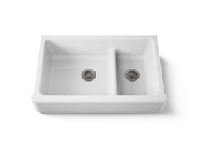 Whitehaven® Hayridge® Smart Divide® 35-11/16" undermount double-bowl farmhouse kitchen sink