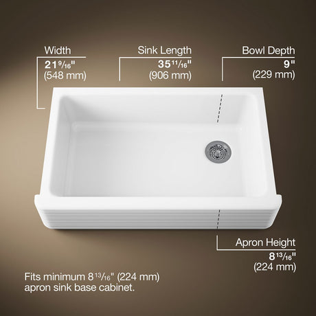 Hayridge® Whitehaven® 35-11/16" undermount single-bowl farmhouse kitchen sink