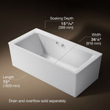 Stargaze® 72" x 36" freestanding bath with Bask® heated surface and straight shroud