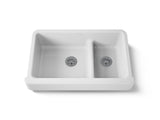 Whitehaven® Smart Divide® 35-1/2" undermount double-bowl farmhouse kitchen sink with short apron