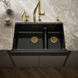 Whitehaven® Smart Divide® 35-1/2" undermount double-bowl farmhouse kitchen sink with short apron