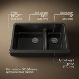 Whitehaven® Smart Divide® 35-1/2" undermount double-bowl farmhouse kitchen sink with short apron