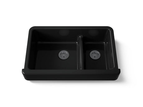 Whitehaven® Smart Divide® 35-1/2" undermount double-bowl farmhouse kitchen sink with short apron