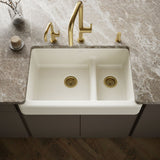 Whitehaven® Smart Divide® 35-1/2" undermount double-bowl farmhouse kitchen sink with short apron