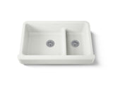 Whitehaven® Smart Divide® 35-1/2" undermount double-bowl farmhouse kitchen sink with short apron