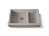 Whitehaven® Smart Divide® 35-1/2" undermount double-bowl farmhouse kitchen sink with short apron
