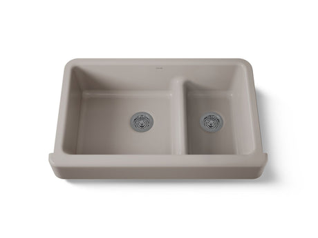 Whitehaven® Smart Divide® 35-1/2" undermount double-bowl farmhouse kitchen sink with short apron