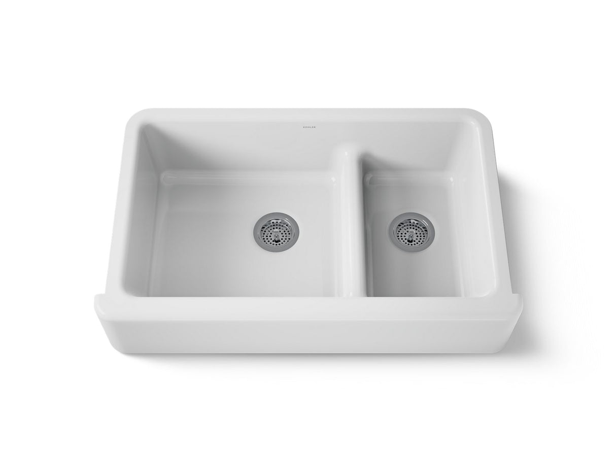 Whitehaven® Smart Divide® 35-3/4" undermount double-bowl farmhouse kitchen sink