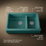 Whitehaven® Smart Divide® 35-3/4" undermount double-bowl farmhouse kitchen sink