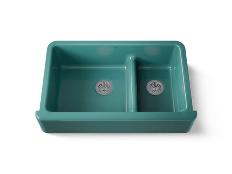 Whitehaven® Smart Divide® 35-3/4" undermount double-bowl farmhouse kitchen sink