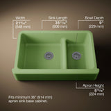 Whitehaven® Smart Divide® 35-3/4" undermount double-bowl farmhouse kitchen sink