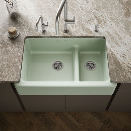 Whitehaven® Smart Divide® 35-3/4" undermount double-bowl farmhouse kitchen sink