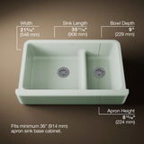 Whitehaven® Smart Divide® 35-3/4" undermount double-bowl farmhouse kitchen sink