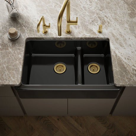 Whitehaven® Smart Divide® 35-3/4" undermount double-bowl farmhouse kitchen sink
