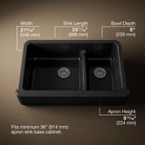 Whitehaven® Smart Divide® 35-3/4" undermount double-bowl farmhouse kitchen sink