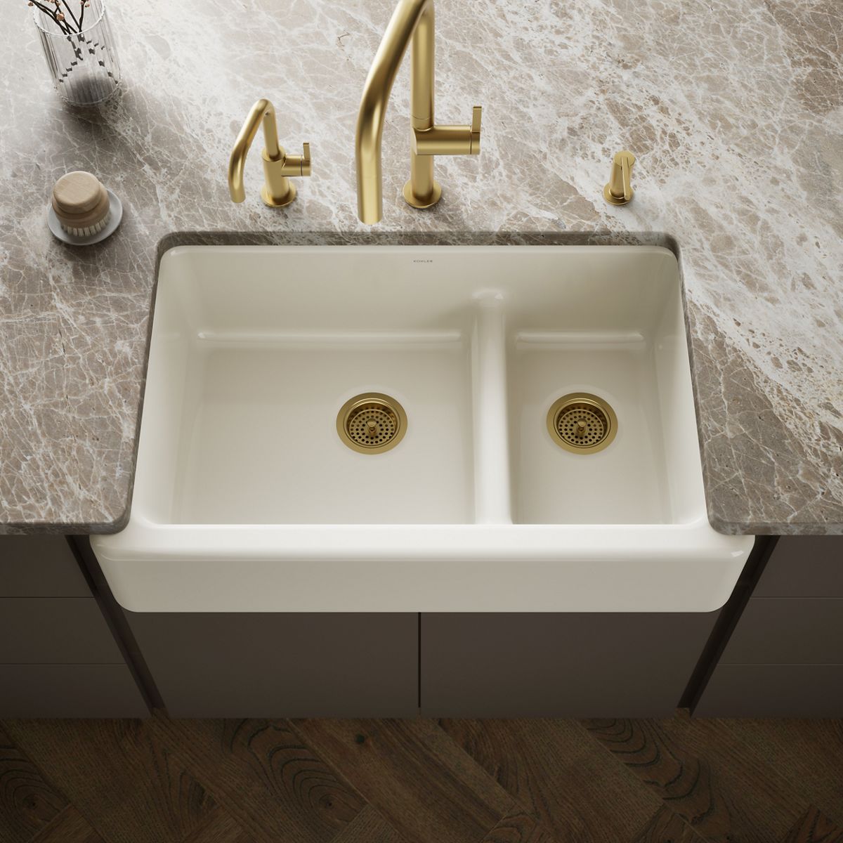 Whitehaven® Smart Divide® 35-3/4" undermount double-bowl farmhouse kitchen sink