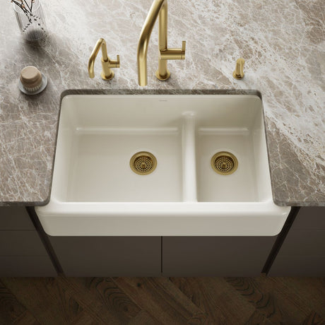 Whitehaven® Smart Divide® 35-3/4" undermount double-bowl farmhouse kitchen sink
