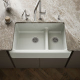 Whitehaven® Smart Divide® 35-3/4" undermount double-bowl farmhouse kitchen sink
