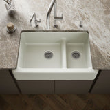 Whitehaven® Smart Divide® 35-3/4" undermount double-bowl farmhouse kitchen sink