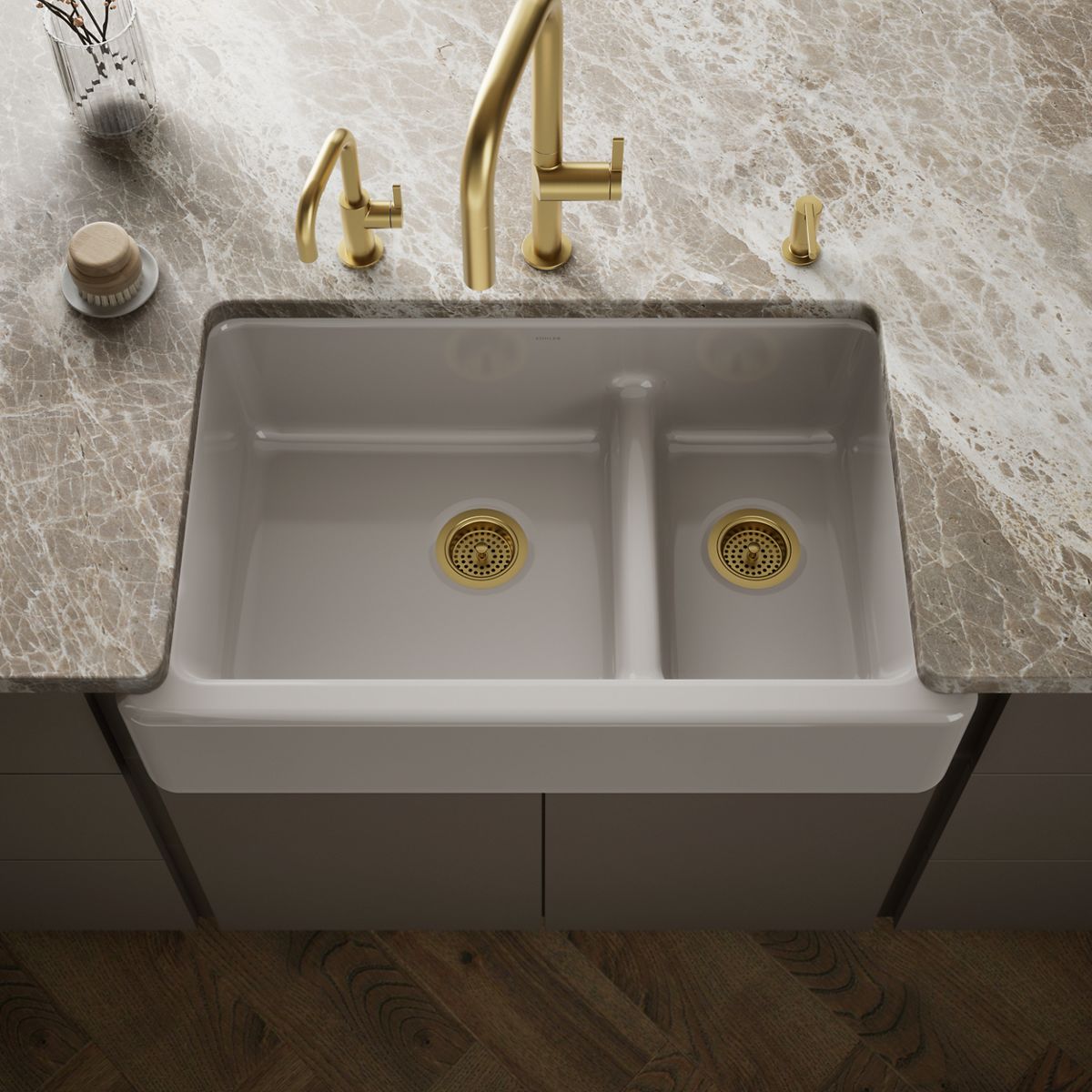 Whitehaven® Smart Divide® 35-3/4" undermount double-bowl farmhouse kitchen sink