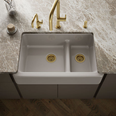 Whitehaven® Smart Divide® 35-3/4" undermount double-bowl farmhouse kitchen sink