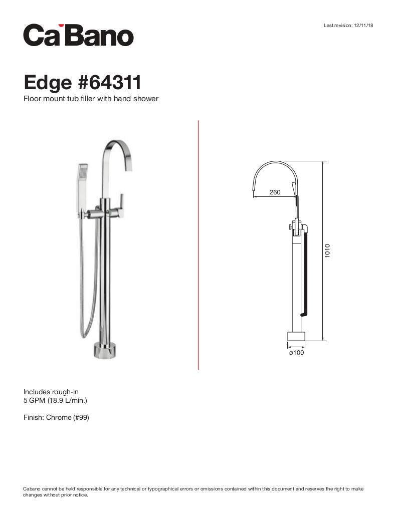 Floor mount tub filler with hand shower