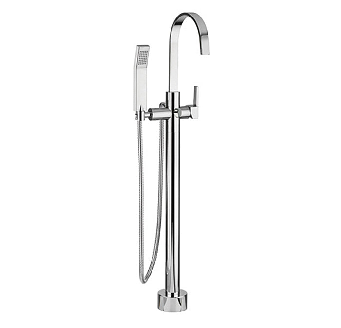 Floor mount tub filler with hand shower