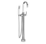 Floor mount tub filler with hand shower