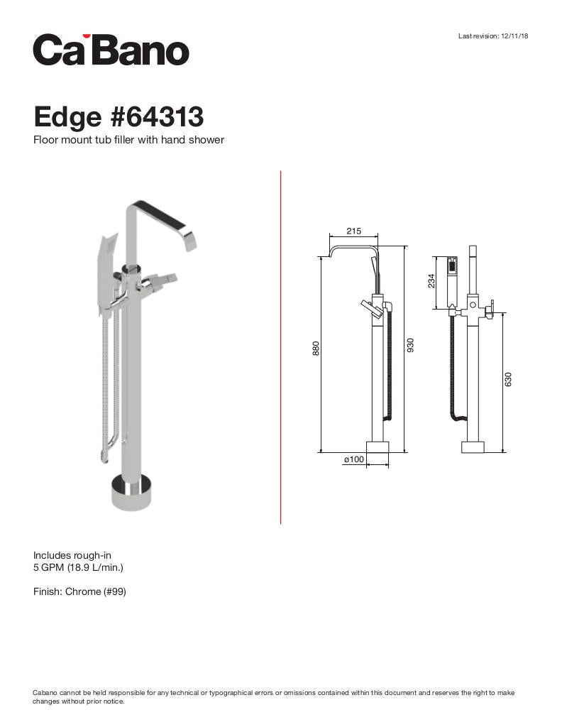 Floor mount tub filler with hand shower