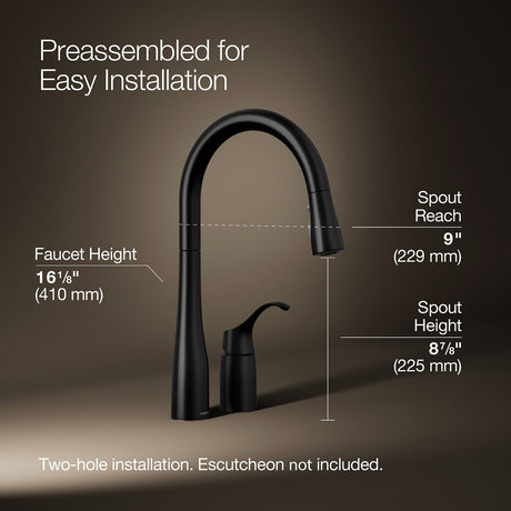 Simplice® Pull-down kitchen sink faucet with three-function sprayhead